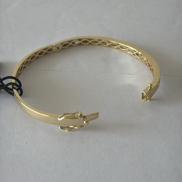 Rachel Zoe 925 Sterling Silver Gold Plated Bangle Bracelet w 5 CZ studs - Picture 8 of 16